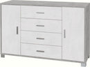 Mobile 2 Ante 4 Cassetti 136x86x41 cm Cemento/Ossido Bianco