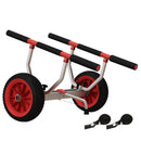 Carrello per Kayak e SUP Max 100 kg Larghezza Regolabile e Ruote Ø25 cm in Alluminio Nero