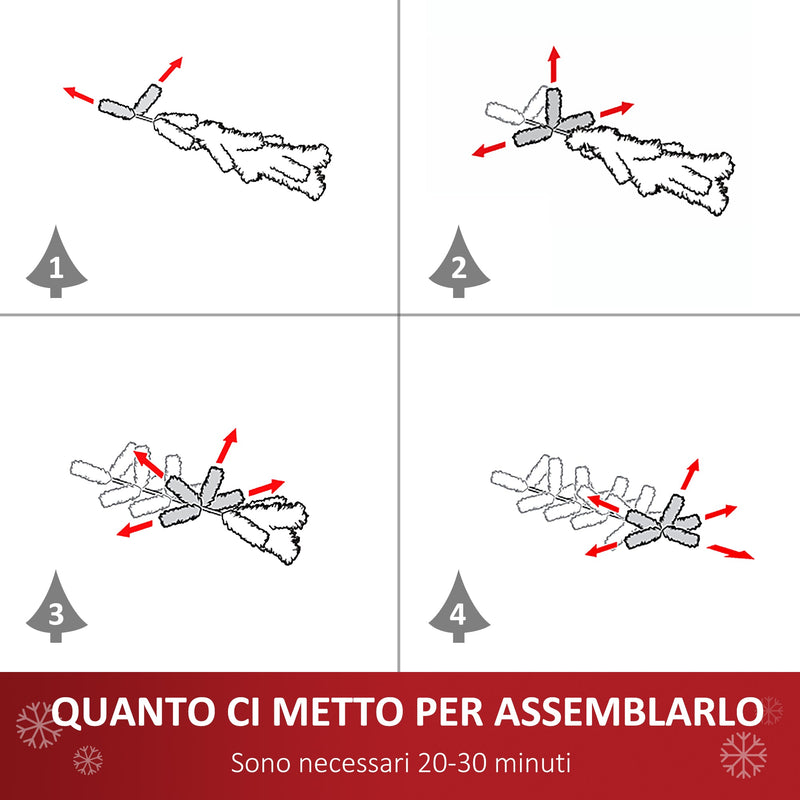 Albero di Natale Artificiale 150 cm 180 Rami 36 Luci LED e Fibre Ottiche Colorate Verde