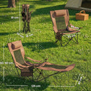 Set 2 Sedie da Campeggio Pieghevoli 80x165x83-90 cm con Poggiapiedi Staccabile in Tessuto Oxford e Metallo Marrone e Nero      