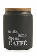 Barattolo Caffè con Scritta Ø11x15 cm in Gres con Coperchio in Bambù VdE Tivoli 1996