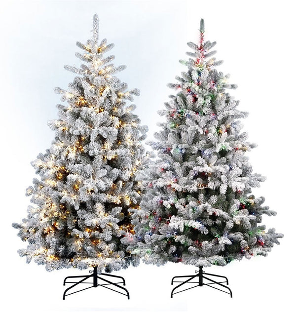 sconto Albero di Natale Artificiale Floccato Effetto Realistico Innevato 210 cm 922 Rami con 3200 Luci Bianco Caldo e Multicolor Effetto Neve