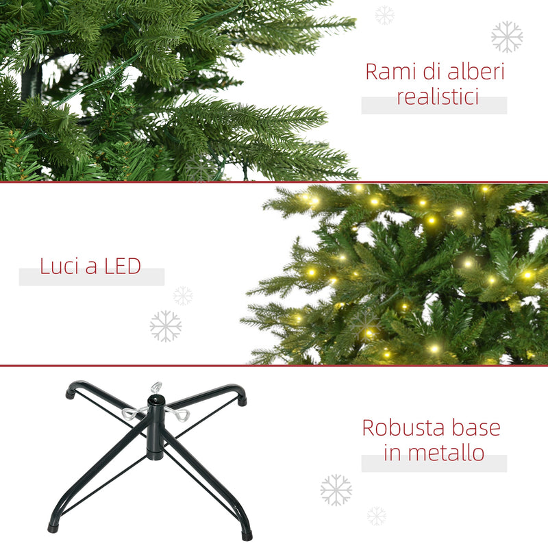 Albero di Natale Artificiale H210 cm 1914 Rami con Luci LED Verde