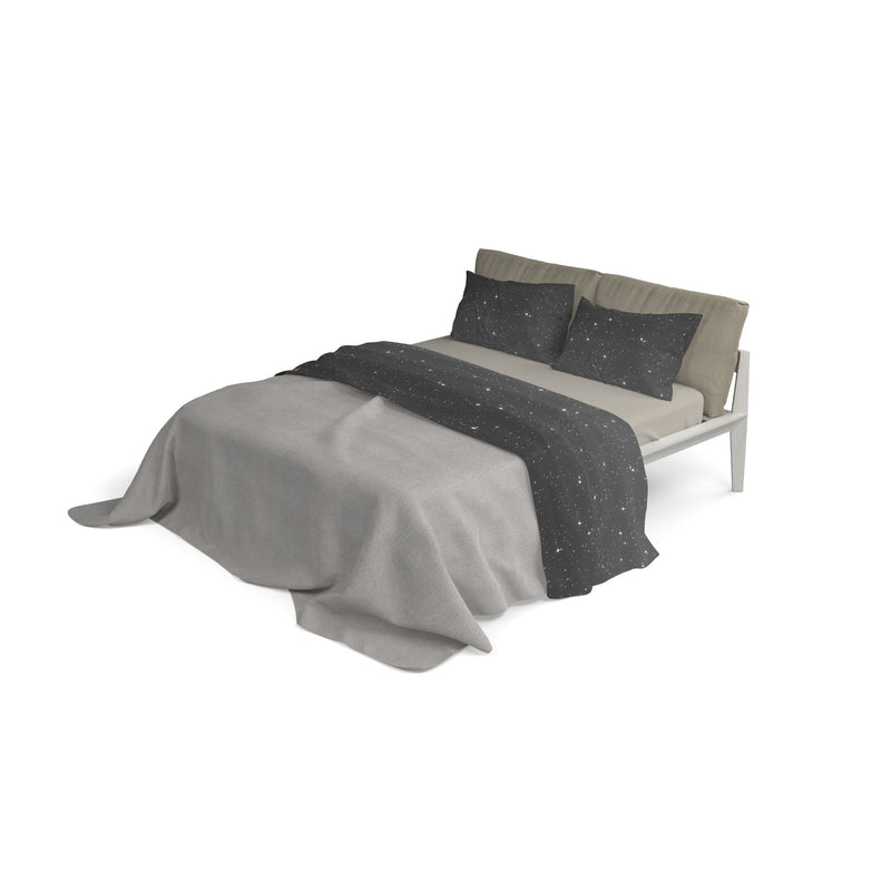 Set Lenzuola con Stampa Sopra Sotto e Federe Stars Grigio Varie Misure