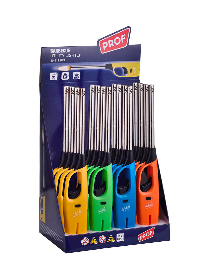 Set 16 Accendigas Ricaricabili H27,7 cm con Regolatore di Fiamma Vari Colori