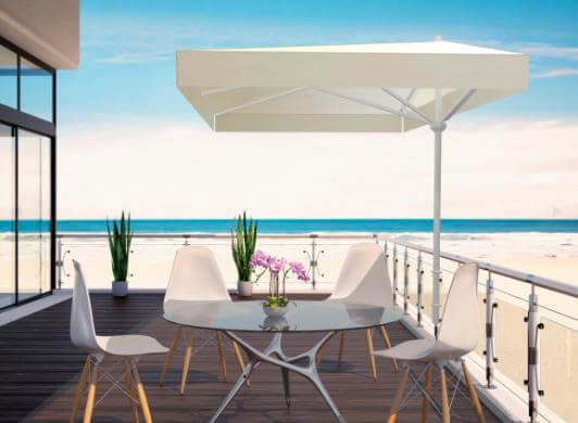 Ombrellone da Giardino Semicircolare 2,3x1,3m in Alluminio Elmira Bianco