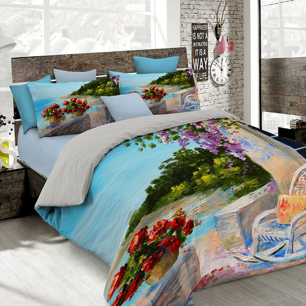 Bettbezug mit Aufdruck auf der Doppeltasche und den Kissenbezügen acquista