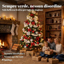 Albero Natale Folto Ø110x180 cm con 200 Luci LED Telecomando 8 Modalità 800 Rami Palline e Nastri in PVC      