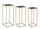 Set mit 3 quadratischen Nucleos Gold Couchtischen aus Stahl