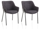 Set 2 Sedie Imbottite 80x54x84 cm in Tessuto Nero