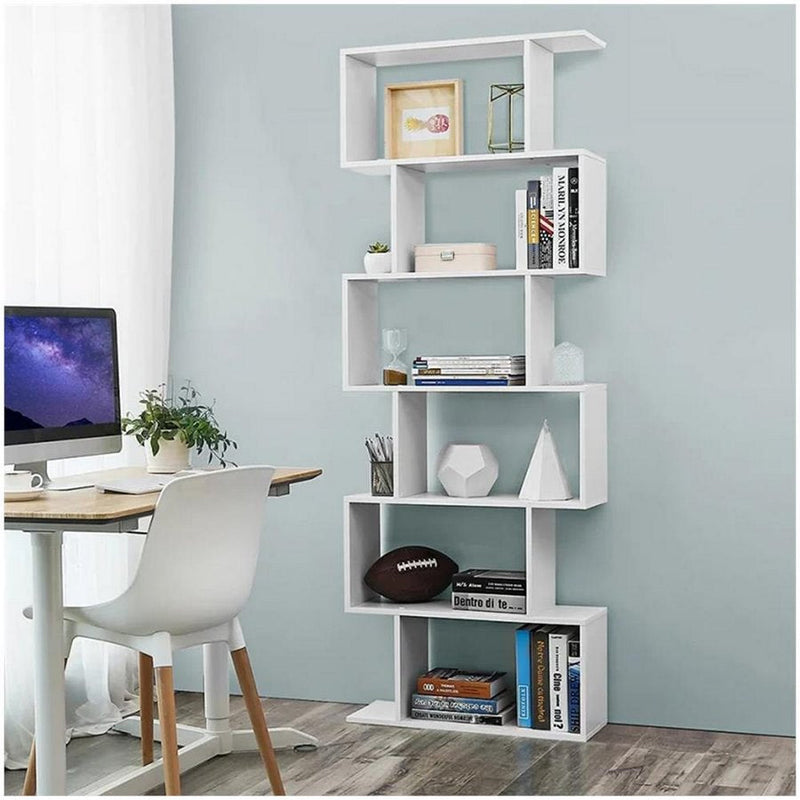 Libreria Moderna 6 Ripiani 80x192x25 cm in Legno Melaminico Bianco Opaco