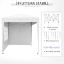 Gazebo da Giardino Pieghevole 2x2m con 4 Pareti Rimovibili in Poliestere e Acciaio Bianco