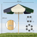 Ombrellone da Giardino Tettuccio a Blocchi di Colore con 8 Stecche UV 30+ con Telaio Effetto Legno Blu Verde e Crema      