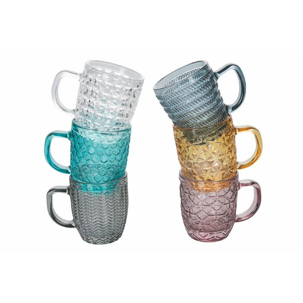 Set 6 Tazzine da Caffè Ø6x7 cm in Vetro Colorato Trasparente VdE Tivoli 1996 Geometrie acquista