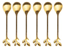 Set di Cucchiaini 6 Pezzi 12x2,5x1,6 cm in Acciaio Inox VdE Tivoli 1996 Luxury Foglie Oro