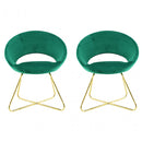 Set 2 Sedie Vintage 58x64x83 cm in Tessuto Effetto Velluto Greta Verde