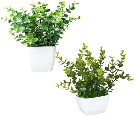 Set 2 Piante Artificiali con Vaso in Polipropilene Bianco prezzo