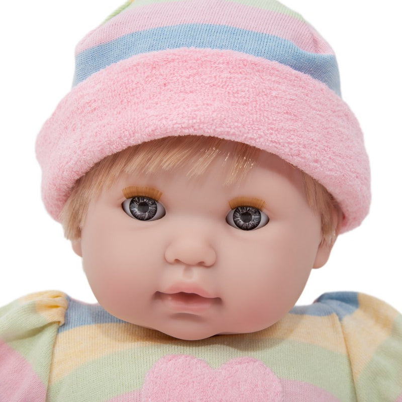 Bambola Bebè con Vestitino a Righe Colorate 38cm JC Toys