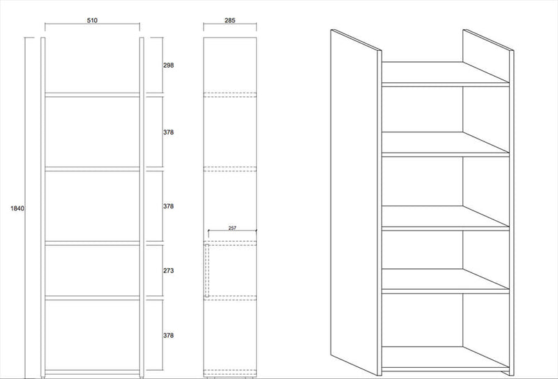 Libreria da Parete con 5 Ripiani in Melamina 56x29x184cm TFT  Boost Verde