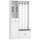 Mobili Ingresso 100x30x180 cm Appendiabiti con Panca Porta Scarpe in MDF Bianco      