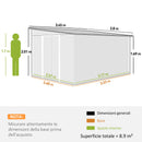 Casetta Box da Giardino Porta Attrezzi 345x280,5x169-201cm con Porte Scorrevoli in Acciaio Verde 