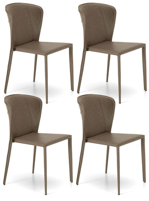 acquista Set 4 Sedie 49x56xH82 cm in Similcuoio Break Tortora