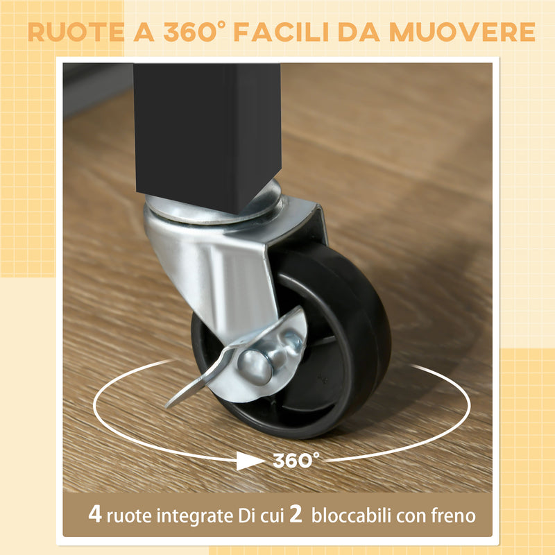 Carrello da Cucina Salvaspazio 89x40x84 cm con Cassetti Ripiani e Ruote in MDF e Legno Nero 
