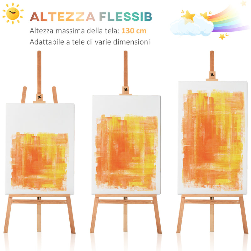 Cavalletto per Pittura Treppiede 65x68x174-230 cm con Supporto per Tela Regolabile in Legno di Faggio   