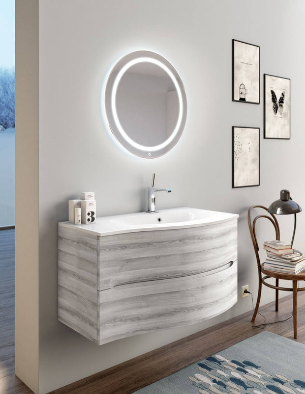 Badezimmer-Hängeschrank 91,5 cm TFT Swing Grey White 3D prezzo