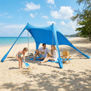 Tenda Spiaggia 2-4 Persone Tappetino Pala Protezione Solare UPF50+ Azzurro      