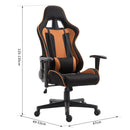 Sedia da Gaming con Rotelle Reclinabile Girevole in Tessuto Nero e Arancione 