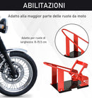 Cavalletto Alzamoto Anteriore 27,5x51-69x34 cm Max 450 Kg in Metallo Rosso e Nero