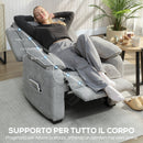 Poltrona Reclinabile 150° con Poggiapiedi Telecomando e Tasca Laterale 96x90x103 cm Effetto Velluto Grigio      