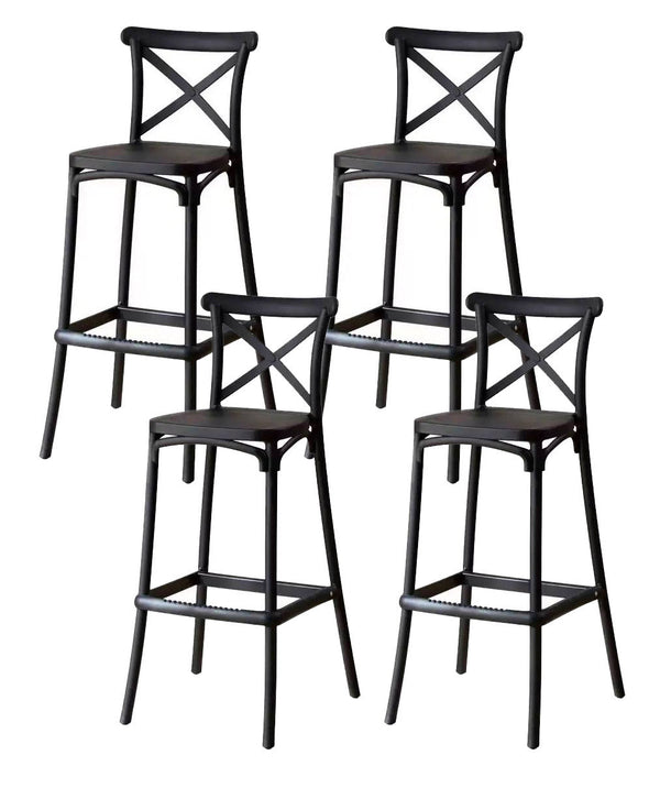 acquista Set 4 Sgabelli 40x36x91 cm in Polipropilene Pompei Nero Seconda Scelta