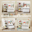 Scaffale Portagiochi 100x30x80 cm con 6 Cesti 3 Ripiani e Box Inferiore in Legno, Plastica e Acciaio Bianco      