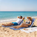 Set 2 Sdraio da Spiaggia 154x57x52 cm con Schienale Regolabile su 4 Livelli in Acciaio e Poliestere Blu Bianco      