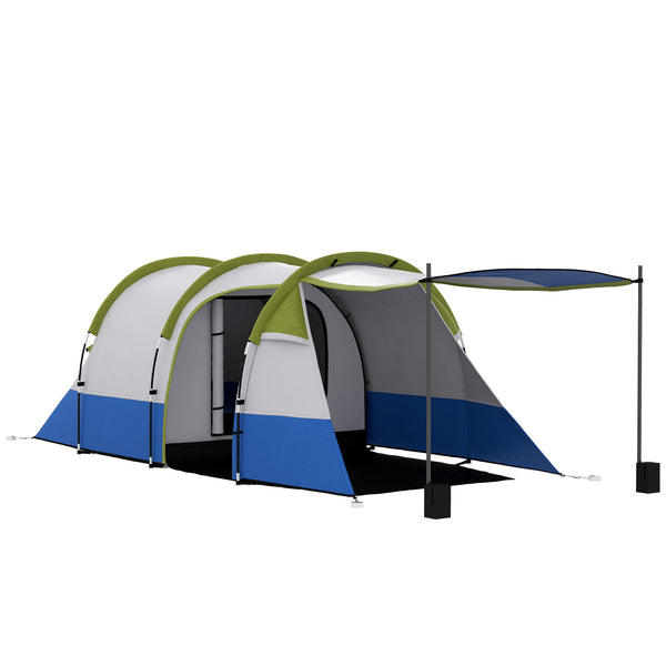prezzo Tenda da Campeggio Impermeabile 420x200x150 cm con 2 Aree e 3 Ingressi in Poliestere e Fibra di Vetro Verde