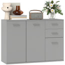 Credenza Moderna 106x35x76 cm con 3 Armadietti e 2 Cassetti Grigio Chiaro   