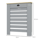 Copritermosifone a Doghe 78x19x95.5 cm Copricalorifero a Griglia con Cassetto in MDF Grigio      