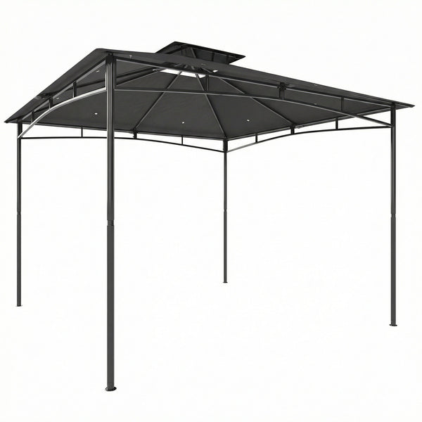 Gazebo da Giardino 300x300x285 cm con Doppio Tetto in Poliestere e Metallo Grigio Scuro prezzo