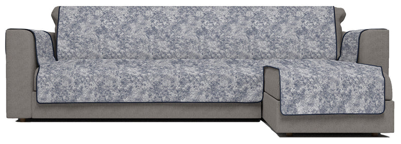 Copridivano con Penisola Destra in Poliestere e Cotone Blu Scuro Varie Misure