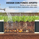 Letto per Orto Rialzato 136x52x31 cm con Fondo Aperto e Bordi Piegati in Acciaio Grigio Scuro      