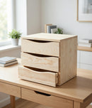 Cassettiera da Tavolo 3 cassetti 36x30x36 cm in Legno di Pino Massiccio Grezzo