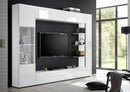 Parete Attrezzata Mobili Soggiorno Mobile TV Libreria Pensile e Mobile a Colonna TFT Akira 2 Bianco Lucido