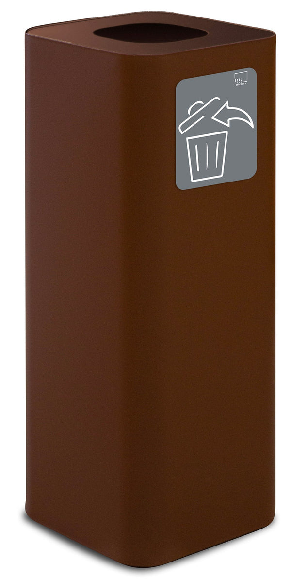 Pattumiera Per Raccolta Rifiuti 30x30xh80 cm In Acciaio Verniciato con Pittogramma Magnetico Marrone sconto