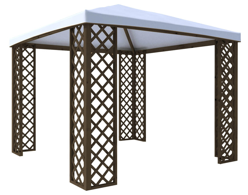Gazebo da Giardino in Legno 3x3m con Copertura in PVC Taini Fox Pocket Noce