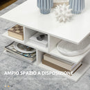 Tavolino da Caffè a 2 Livelli 70x70x36,5 cm con Ripiani Aperti in Truciolato Bianco