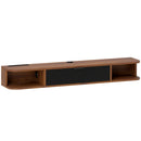 Mobile Porta TV fino 50" Sospeso 120x24x16 cm con Cassetto 2 Ripiani Aperti e Foro Passacavi Noce      