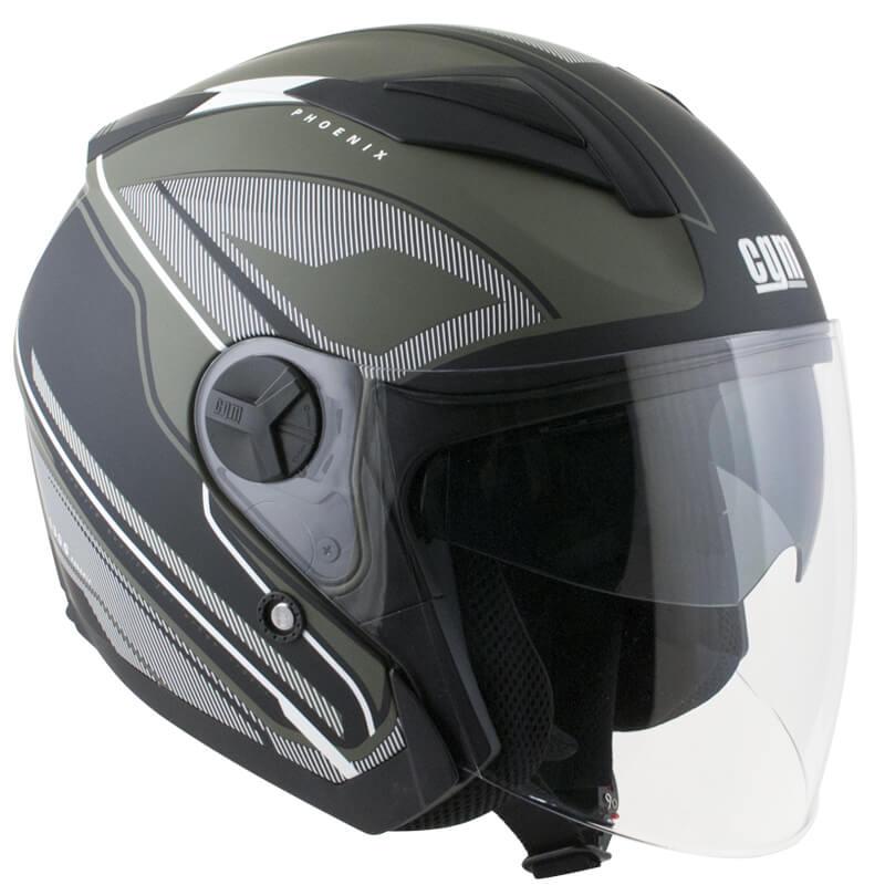 Casco Jet per Scooter Visiera Lunga CGM Phoenix 130G Verde Opaco 
