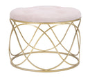 Puff Luty Ø60x45 cm in Ferro e Spugna e Velluto Rosa e Oro